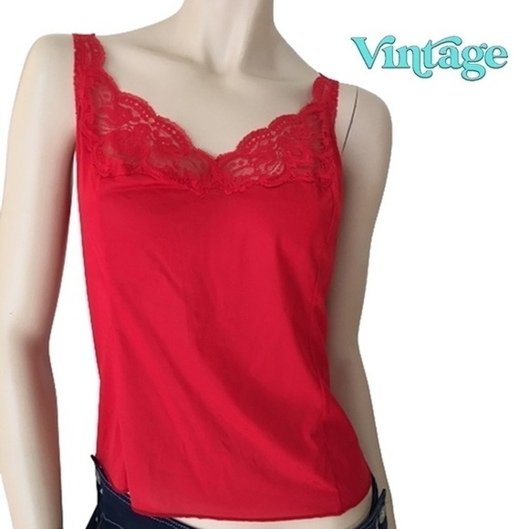 π
ΊVintage Olga Lipstick Red Lace Lacy Camisole Cami Top Gorgeous NWOT - Picture 8 of 10